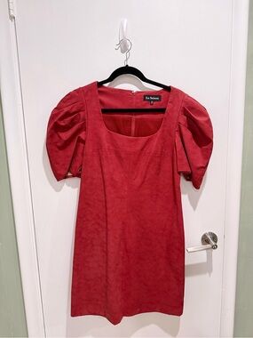 En Saison Coral-Red Square Neck Mini Dress